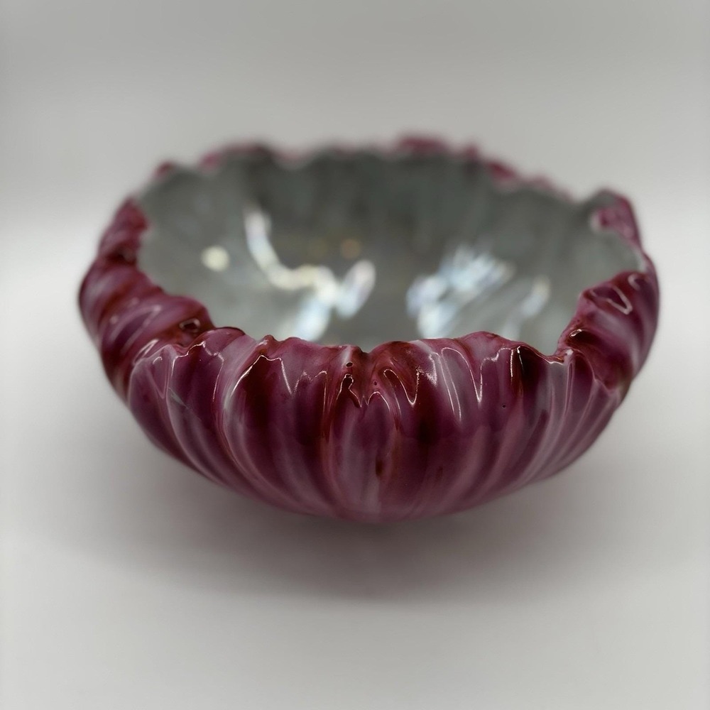 Vintage Lusterware Takiti Gifu Prefecture  Pink Purple  Cabbage   Porcelain Bowl
